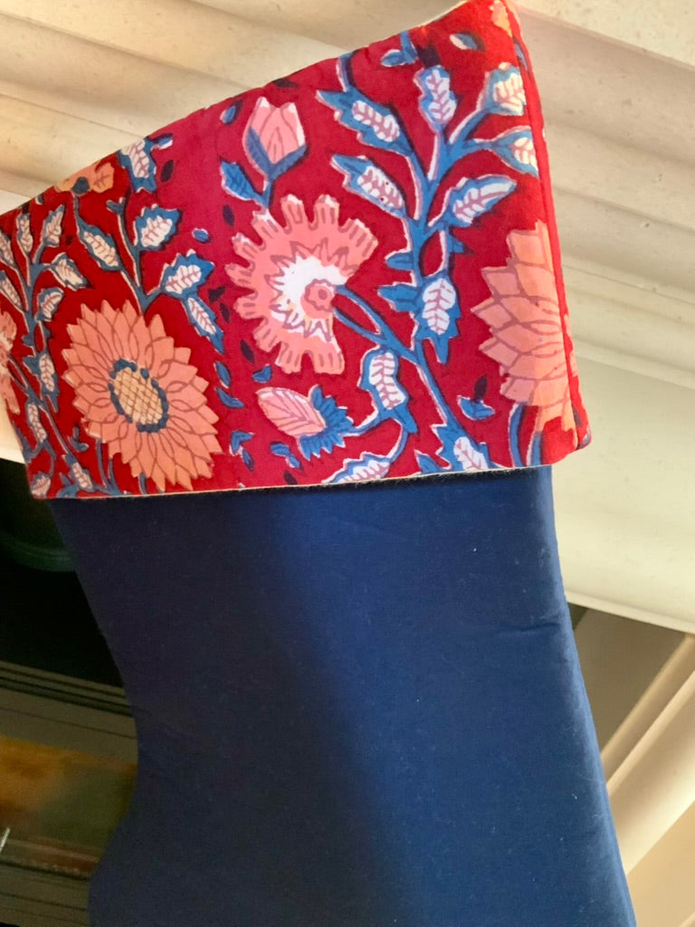 christmas stocking hanging on fireplace