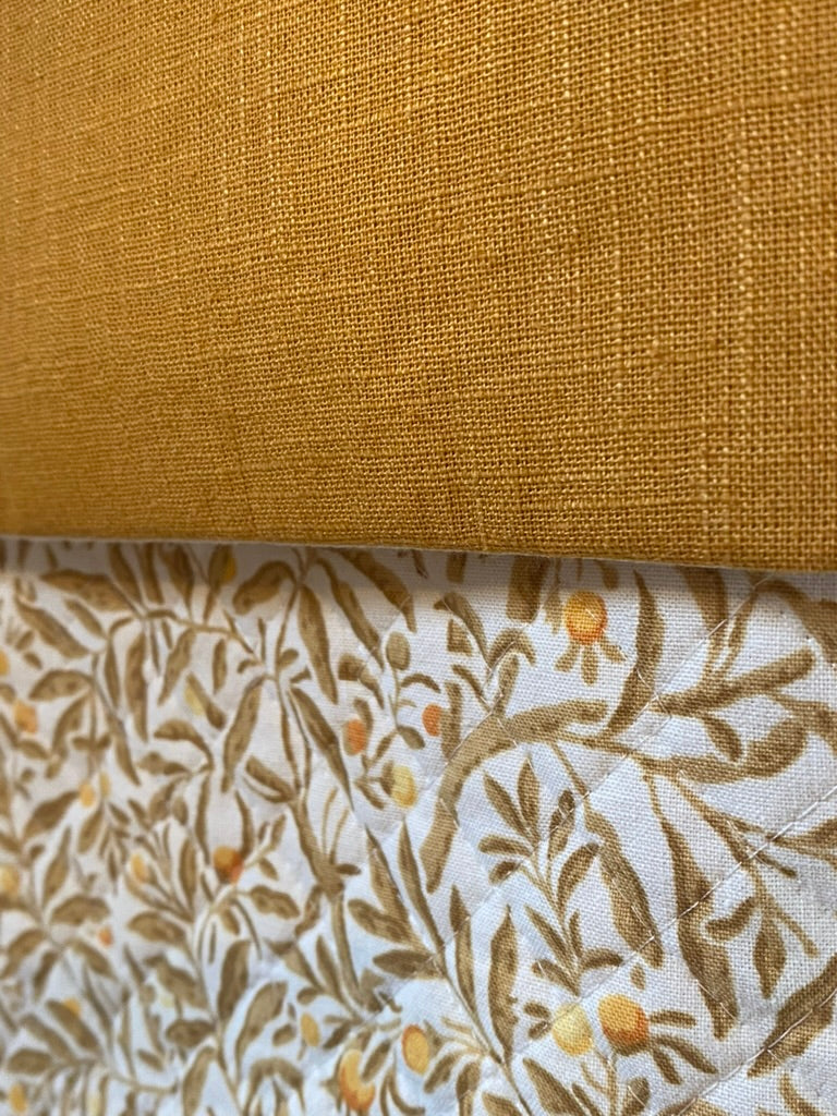 yellow and floral linen quilted stocking