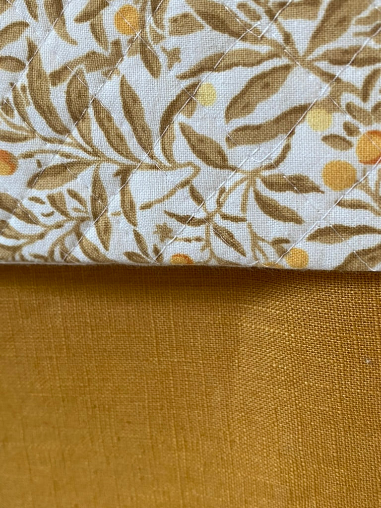 yellow and floral linen quilted stocking